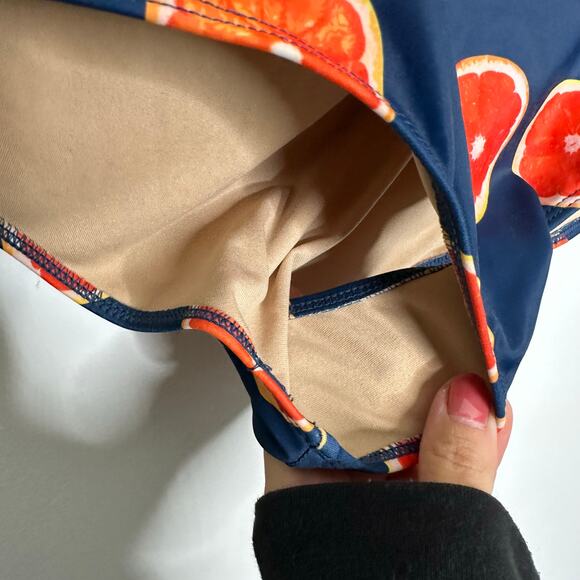 KORTNI JEANE Orange Print High Rise Ruffle Full coverage swim bottom women's 2XL - Picture 6 of 8